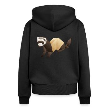 Origami Furets - Sweat à capuche zippé Premium bio Femme - noir - Dos - Julia (174cm)