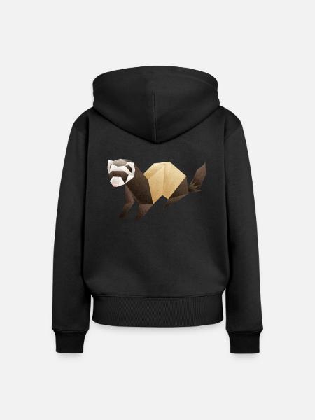 Origami Frettchen - Frauen Premium Bio Zip Hoodie - Schwarz