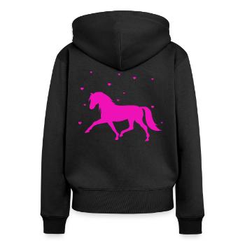 Chevaux, coeur, équitation, chemise, filles, femmes - Sweat à capuche zippé Premium bio Femme - noir - Dos - Julia (174cm)