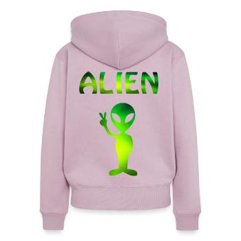 Alien - Sweat à capuche zippé Premium bio Femme - rose poudré - Dos - Julia (174cm)