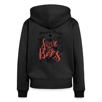 Plant these save the bees - Hippie Natur Umwelt - Frauen Premium Bio Zip Hoodie - Schwarz - Hinten - Julia (174cm)