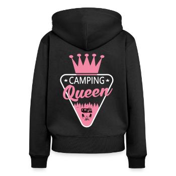 Camping Queen Camper camper caravan tent - Women's Premium Organic Zip Hoodie - black - Back - Julia (174cm)
