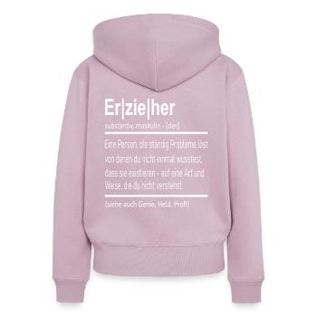Erzieher Erziehung - Frauen Premium Bio Zip Hoodie - Altrosa - Hinten - Julia (174cm)