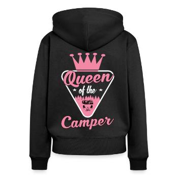 The camping queen caravan and campsite - Women's Premium Organic Zip Hoodie - black - Back - Julia (174cm)