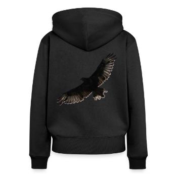 Oiseau de proie buse buzzard oiseau - Sweat à capuche zippé Premium bio Femme - noir - Dos - Julia (174cm)