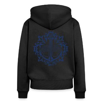 Symbole d'ancre - Sweat à capuche zippé Premium bio Femme - noir - Dos - Julia (174cm)