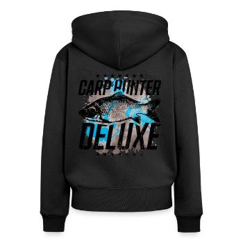 Karpfen Angeln Fischer - Frauen Premium Bio Zip Hoodie - Schwarz - Hinten - Julia (174cm)