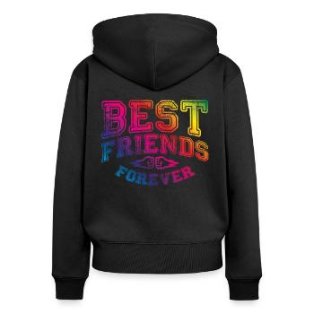best friends colorful - Women's Premium Organic Zip Hoodie - black - Back - Julia (174cm)