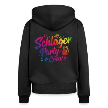 Schlager party crew bunt - Frauen Premium Bio Zip Hoodie - Schwarz - Hinten - Julia (174cm)
