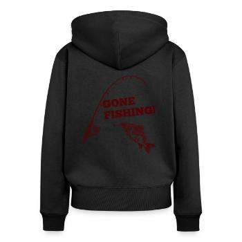 Fishing fishing saying - Women's Premium Organic Zip Hoodie - black - Back - Julia (174cm)