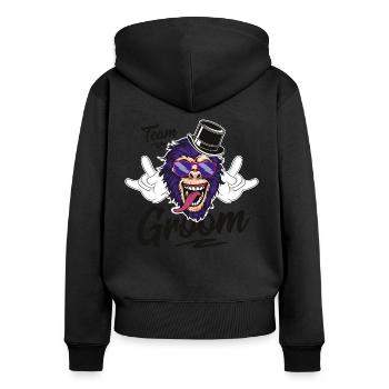 Affe Groom Team Party - Frauen Premium Bio Zip Hoodie - Schwarz - Hinten - Julia (174cm)