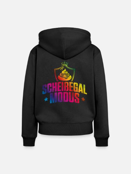 Scheißegal modus bunt - Frauen Premium Bio Zip Hoodie - Schwarz