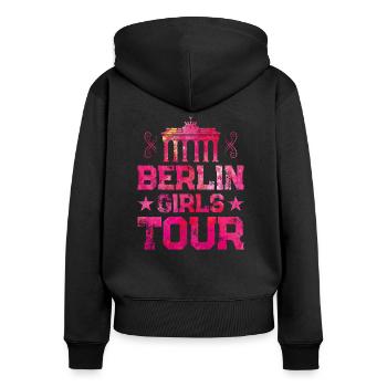 Berlin girls tour - Frauen Premium Bio Zip Hoodie - Schwarz - Hinten - Julia (174cm)