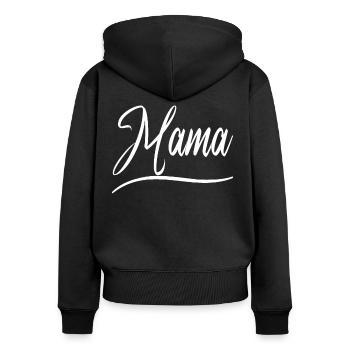 Mama Motiv | Muttertags- oder Geburtstagsgeschenk - Frauen Premium Bio Zip Hoodie - Schwarz - Hinten - Julia (174cm)