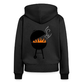Grill - Frauen Premium Bio Zip Hoodie - Schwarz - Hinten - Julia (174cm)