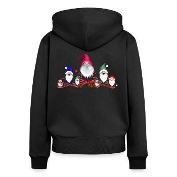 Wichtel Weihnachten - Frauen Premium Bio Zip Hoodie - Schwarz - Hinten - Julia (174cm)