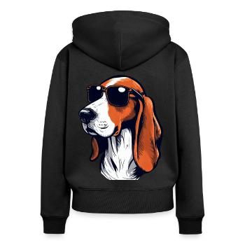 Foxhound australien Les Gentlemen - Sweat à capuche zippé Premium bio Femme - noir - Dos - Julia (174cm)