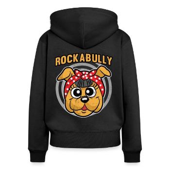 Rockabilly Bully dog - Women's Premium Organic Zip Hoodie - black - Back - Julia (174cm)