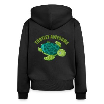 Schildkröte - Frauen Premium Bio Zip Hoodie - Schwarz - Hinten - Julia (174cm)