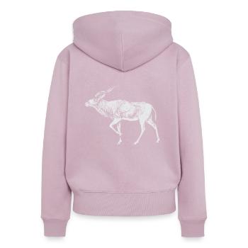 Bronntanas Ainmhithe Addax - Women's Premium Organic Zip Hoodie - dusky pink - Back - Julia (174cm)