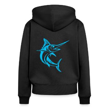 Dearadh Bronntanais Ainmhithe Éisc Blue Marlin - Women's Premium Organic Zip Hoodie - black - Back - Julia (174cm)