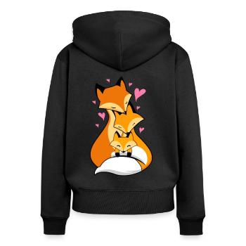 Bébé avec des parents renards - Sweat à capuche zippé Premium bio Femme - noir - Dos - Julia (174cm)