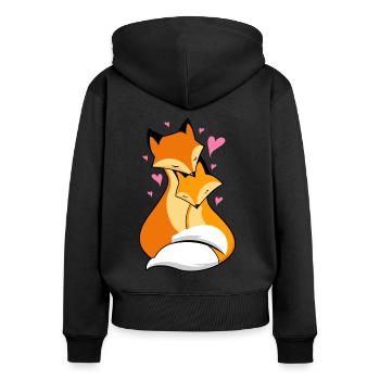 renards amoureux - Sweat à capuche zippé Premium bio Femme - noir - Dos - Julia (174cm)