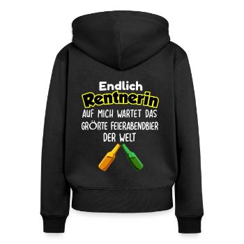 Endlich Rentnerin Pensionierung - Frauen Premium Bio Zip Hoodie - Schwarz - Hinten - Julia (174cm)