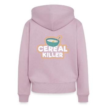 Cereal Killer Müsli marshmallows cadeau - Sweat à capuche zippé Premium bio Femme - rose poudré - Dos - Julia (174cm)