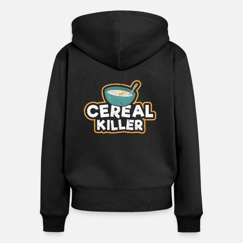 Cereal Killer Müsli marshmallows cadeau - Sweat à capuche zippé Premium bio Femme - noir