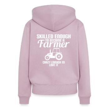 Assez qualifiés pour devenir agriculteur - Sweat à capuche zippé Premium bio Femme - rose poudré - Dos - Julia (174cm)