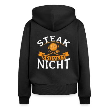 Le steak ne se courbe pas! BBQ Barbecue Grillen Grill - Sweat à capuche zippé Premium bio Femme - noir - Dos - Julia (174cm)
