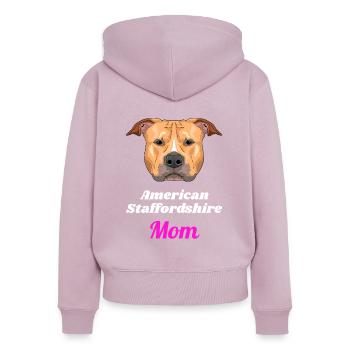 American Staffordshire - Sweat à capuche zippé Premium bio Femme - rose poudré - Dos - Julia (174cm)