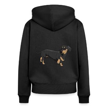 Chien de toit - Sweat à capuche zippé Premium bio Femme - noir - Dos - Julia (174cm)