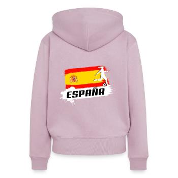 Espagne - Sweat à capuche zippé Premium bio Femme - rose poudré - Dos - Julia (174cm)