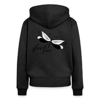 niveau à bulle - Sweat à capuche zippé Premium bio Femme - noir - Dos - Julia (174cm)
