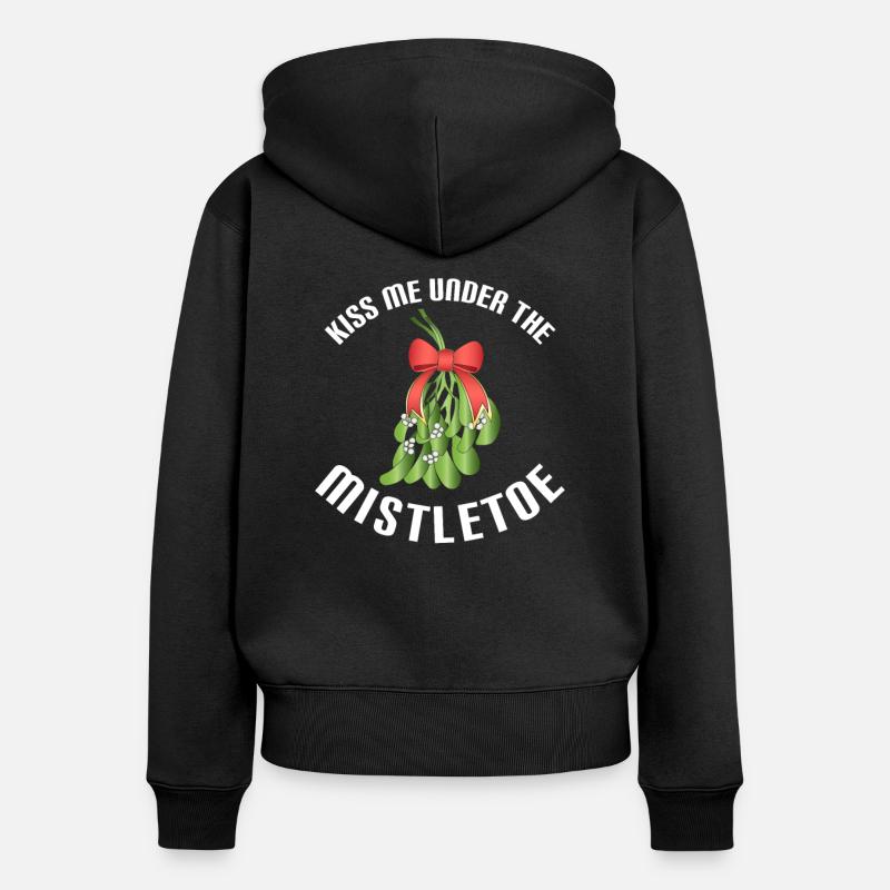 Embrasse-moi sous le gui - Sweat à capuche zippé Premium bio Femme - noir