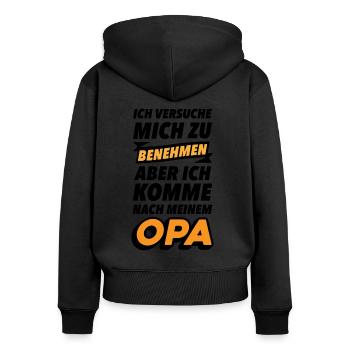 lustige Opa Sprüche Großvater Babysprüche - Frauen Premium Bio Zip Hoodie - Schwarz - Hinten - Julia (174cm)