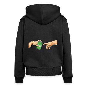 Bière en conserve boire de la bière en conserve Michel Angelo - Sweat à capuche zippé Premium bio Femme - noir - Dos - Julia (174cm)