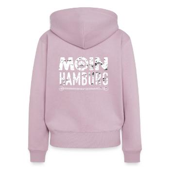 Moin Moin Hamburg - Frauen Premium Bio Zip Hoodie - Altrosa - Hinten - Julia (174cm)