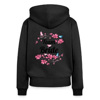 Mariée d'équipe - Sweat à capuche zippé Premium bio Femme - noir - Dos - Julia (174cm)
