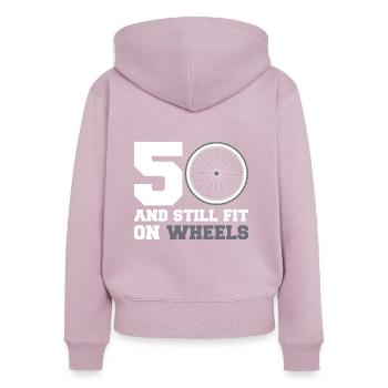 50er 50. Geburtstag Radsport Radfahrer Geschenk - Frauen Premium Bio Zip Hoodie - Altrosa - Hinten - Julia (174cm)