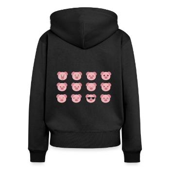Visages de porc drôles. - Sweat à capuche zippé Premium bio Femme - noir - Dos - Julia (174cm)