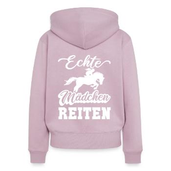 Vraies filles équitation cheval sort équestre - Sweat à capuche zippé Premium bio Femme - rose poudré - Dos - Julia (174cm)