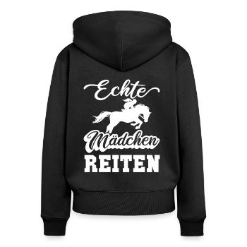 Real Girls Riding Horse Saying Equestrian Saying - Women's Premium Organic Zip Hoodie - black - Back - Julia (174cm)