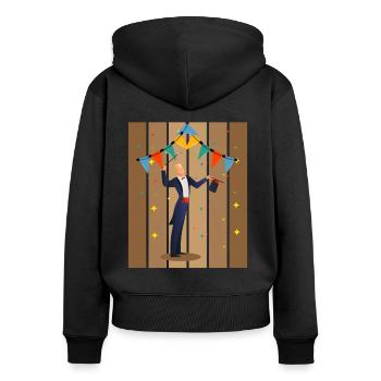 Magicien Magique Magique Abracadabra Magique - Sweat à capuche zippé Premium bio Femme - noir - Dos - Julia (174cm)