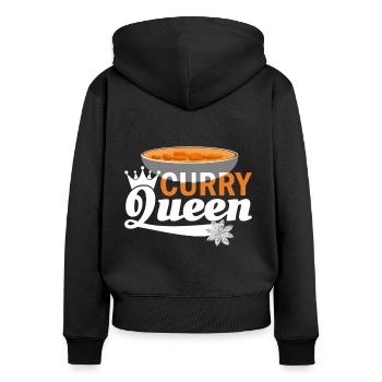 Curry Queen Indian Food India Rice - Women's Premium Organic Zip Hoodie - black - Back - Julia (174cm)