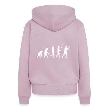 Tennis Evolution - Frauen Premium Bio Zip Hoodie - Altrosa - Hinten - Julia (174cm)