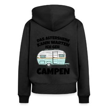 witziger Campingspruch für Camper mit Wohnmobil - Frauen Premium Bio Zip Hoodie - Schwarz - Hinten - Julia (174cm)