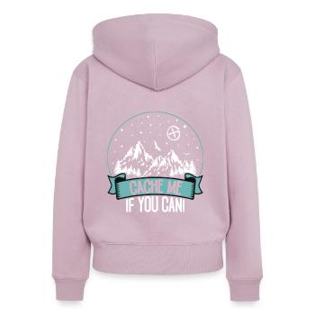 Cache-moi if you can - Sweat à capuche zippé Premium bio Femme - rose poudré - Dos - Julia (174cm)